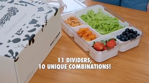 Sort & Snack 10 in 1 Large Snackle Box Container, Dishwasher safe snackle box, Customizable Snack Box, Veggie Tray with Lid, Divided Serving Tray with Lid, Travel Snack Container, Snack Organizer