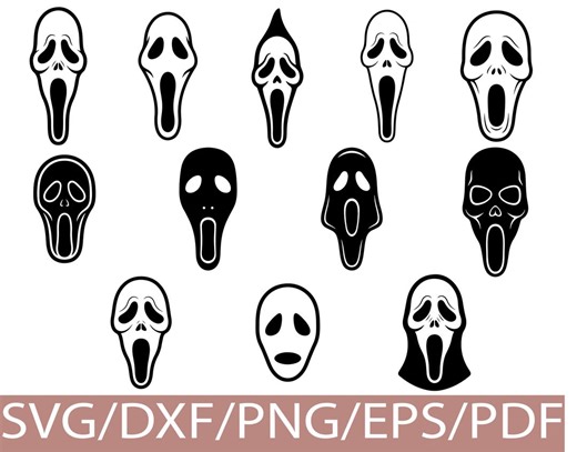 Ghost Face Mask SVG Silhouette Bundle, Scary Halloween Ghost Clipart Set - Etsy