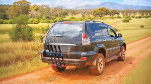 Sidasu 4-Rod Hitch Fishing Rod Holder for Truck, Stainless Steel Rack with Reflective Safety Strip, Fits 2" Hitch Receiver