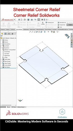 Solidworks Corner Relief - Sheetmetal Corner Relief #solidworkssheetmetal #cornerrelief #CADable