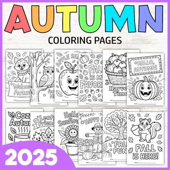 Fall Coloring Sheets Printable | First Day of Fall Activities for PreK-2nd Grade