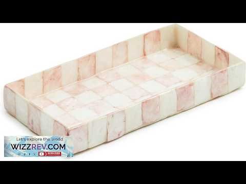 MACKENZIE CHILDS Capiz Vanity Tray Rectangular Tray Decor Pink and White Rosy Check