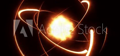 Abstract futuristic circular atom animation with an glowing and moving inner core, concepts, ideas, 4k