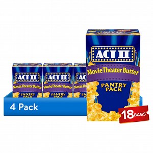 (4 pack) Act II Pantry Pack Movie Theater Butter Microwave Popcorn, Movie Night Supplies, 2.75 oz., 18-Count Bags