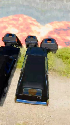 🚘😎🚙5 Black Limousines vs Deep Lava Pit #shorts #beamngdrive #funny #beamngmods #LongestBusCrash