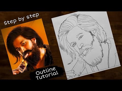 How to draw KGF Chapter 2 YASH Step by Step/ Full Sketch Outline Tutorial for Beginners/ YouCanDraw