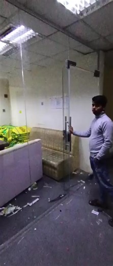 Glass Single Door Partition Installation at Keeta Office