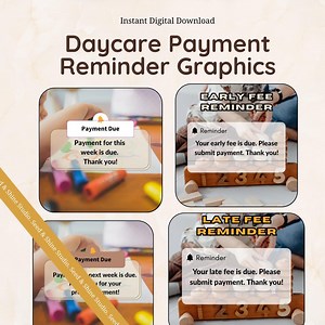 Daycare Payment Reminder Graphics Bundle | Early & Late Fee Reminders (digital Download) - Etsy