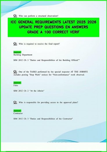 ICC GENERAL REQUIREMENTS LATEST 2025 2026 UPDATE PREP QUESTIONS EN ANSWERS GRADE A 100 CORRECT VERIF