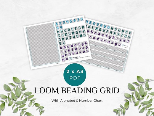Loom Beading Alphabet & Numbers Chart: Square Stitch PDF Pattern - Etsy