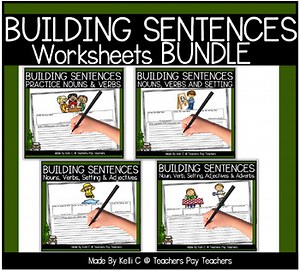 Building Sentence Worksheets 1st 2nd Grade Grammar BUNDLE