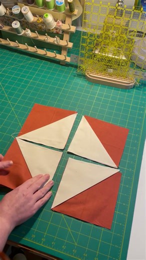 Piecing process for Cathedral Window quilt blocks