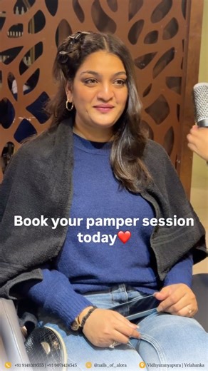 Alora Nails-beauty-hair-makeup on Instagram: "💙✨ Only therapy you need today is pamper session @nails_of_alora ✨💙 @nirikshaaashetty09 💇‍♀️ . NAILS | HAIR | BEAUTY | LASHES | MAKEUP 💄Step into our new space for the luxury, comfort, and care Alora is known for. 🪄💇‍♀️💅 . 💃 Alora Nails | Beauty | Makeup💃 💁 For Booking & Appointment 💁 👉 Call: +91 9148319555 | 9071424545 👉 Location: Vidhyaranyapura | Yelahanka ✨⭐We are now open at our newest Branch Yelahanka as well. ⭐✨ . . #AloraNailsAnd