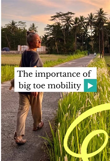 Are your big toes sabotaging the rest of you? Ideally when we walk, our back leg should reach (or extend) behind our body on every step. For that, our knee straightens and our big toe bends or extends - sometimes called triple extension. Triple extension allows our feet to push us forward efficiently, & moves our feet, hips, glutes & pelvic floor muscles through a full range of motion (which they ❤️). But, if we have limited big toe joints, we simply can’t get good triple extension. Instead of p