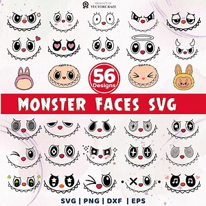 Monster Faces SVG Bundle: 56 Designs - Kawaii Face, Monster Eyes (digital Download) - Etsy