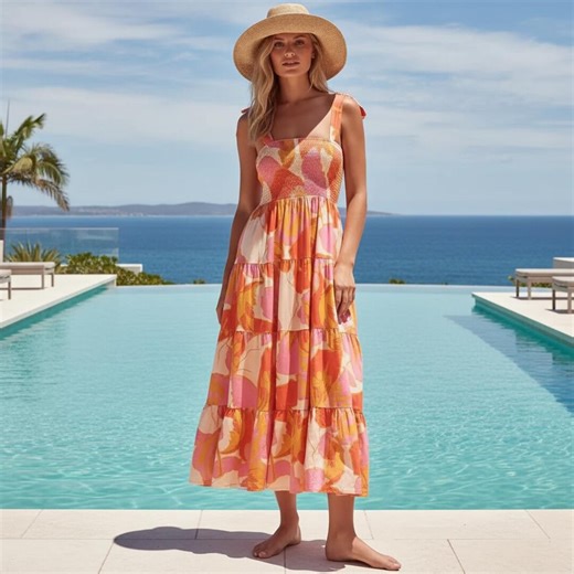 Summer Maxi Dress Women, Boho Beach Dress, Vacation Dress, Resort Wear, Floral Sundress, Sleeveless Midi Dress - Etsy