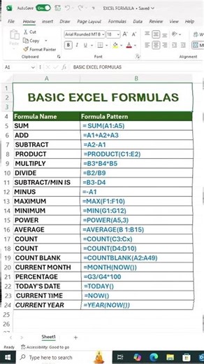 #Excel | Basic excel formula in excel | #sum_formula #computer #Shorts | #formula #education #viral