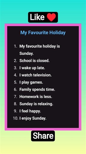 My Favourite Holiday | 10 Lines Essay in Easy English | Shorts