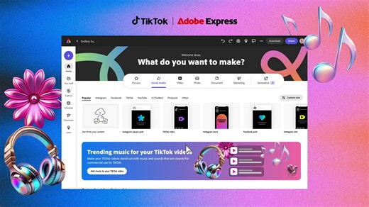 2K views · 11 reactions | Experience the power of music and sound with Adobe Express and TikTok’s Commercial Music Library  With over 1 million pre-cleared global songs and sounds available, you can seamlessly create TikTok-first content while also adding tracks from your favorite artists or a viral sound all in one place  Learn more: https://adobe.ly/4c4WVaG | Adobe Express | Facebook
