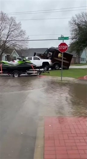 Runaway Jet Ski Pierces UPS Truck After Trailer Straps Fail 📦🚤