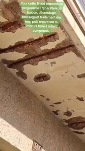 Pour cette fin de semaine, GRM Rénovations est à pied d’œuvre pour redonner vie à un balcon ! Au programme : réparation de balcon, décroutage, brossage et traitement des fers, puis réparation au mortier fibré à retrait compensé. #TravauxBéton #RéparationBalcon #Rénovation #Chantier #MortierFibré | Entreprise Grm Renovation