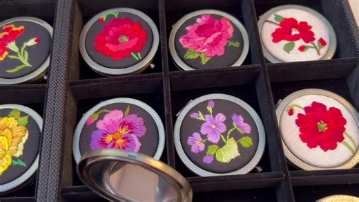 Embroidered Compact Mirror: Handmade Floral Linen Pocket Mirror, Birth Flower Gift for Her - Etsy