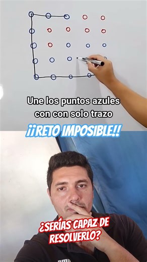 Reto imposible!! 🤯 Une los puntos azules con un solo trazo!! #reto #acertijos #ideasestrategicas