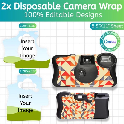 Disposable Camera Wrap Template, Canva Editable Camera Wrap, Wedding Disposable Camera Film Camera Wrap, Retro Camera Sticker Template - Etsy Australia