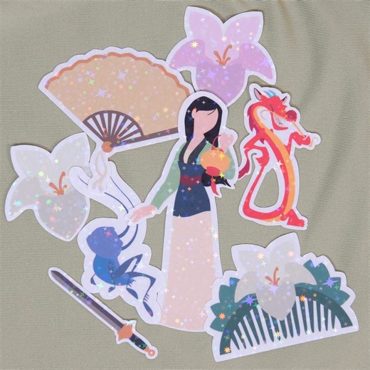 Mulan Inspired Stickers Holographic Water Resistant - Etsy