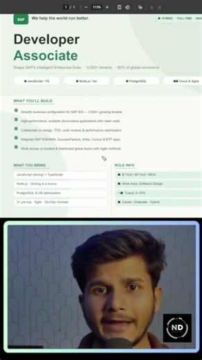 SAP Hire Associate Developer 2022,2023,2024 #sap #softwareengineeringinternship #job #internship