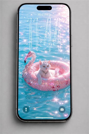 Girly Cute Cat 4K iPhone Wallpaper | Pink Lock Screen | Liquid Glass Ios Background | Aesthetic for Women (digital Download) - Etsy