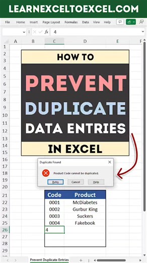 24K views · 174 reactions | Prevent Duplicate Data Entries In Excel -...