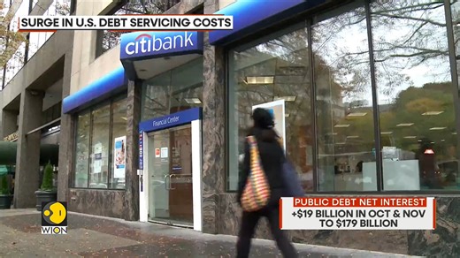 Surge in US debt servicing costs: Interest costs are out of control $19 billion in October and November to $179 billion Diksha Bisla brings you more details | WION