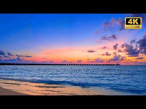 🌅🌊 Evening Ocean Waves in 4K for Deep Sleep, Calm Relaxation and Peaceful Stress Relief Sounds