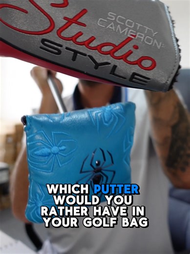 Which putter would you rather have sitting in you're golf bag? The popular Taylormade Spider Zero Torque or the famous Scotty Cameron Studio Style Fastback? 👀 #golf #taylormade #golfquestion #golfers #scottycameron