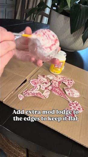 DIY mod podge & wrapping paper ornament. I’m obsessed #christmascraft #christmas