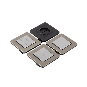 [Hot Item] EU/UK Big Push Button PC Brushed Surface Panel Black 1 Gang 1 Way Light Electric Touch Wall Home Switch and Socket