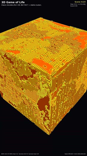 3D Game of Life — 3D Life-Like CA #Shorts
