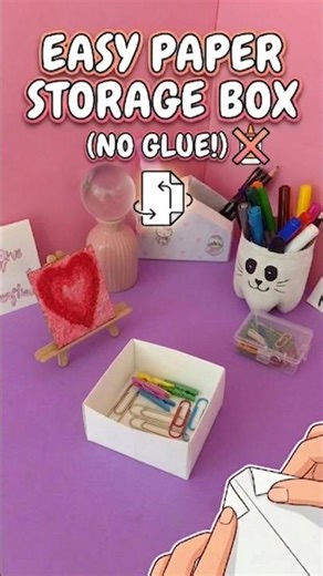 DIY easy paper storage box-no glue needed🩷#shorts #diycrafts