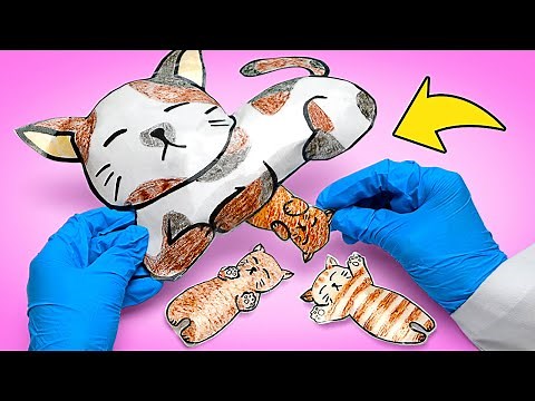 Cómo hacer gatitos de papel y rescatar a mamá gato || Manualidades divertidas