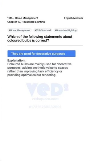 12th Home Management Decorative Coloured Bulbs Explained