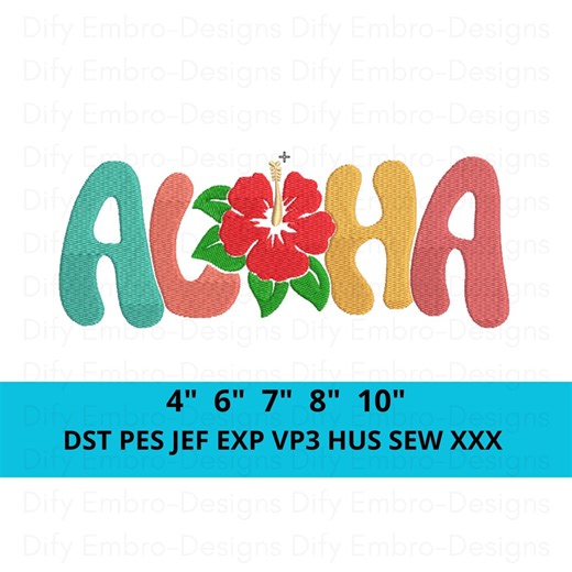 Aloha Flower Embroidery Design, Hawaiian Aloha Embroidery, Tropical Flower Lettering, Summer Beach Embroidery Pattern, Tropical Hibiscus - Etsy