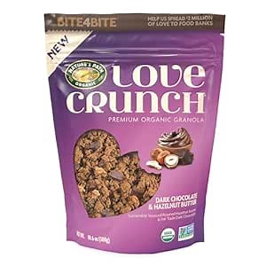 Love Crunch Organic Dark Chocolate & Hazelnut Butter Granola, 10.6 oz (Pack of 1), Non-GMO, Fair Trade, by Nature's Path