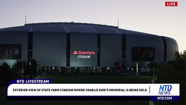 LIVE: Exterior View of State Farm Stadium Where Charlie Kirk's Memorial Is Being Held
