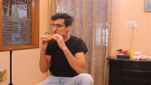 Man, Bread, Eating. Free Stock Video