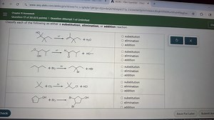 Classify each of the following as either a substitution, elimin... | Filo