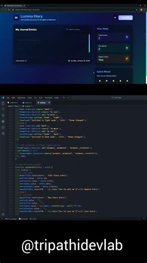 📓 ANIMATED DIGITAL DIARY with FULL CRUD OPERATIONS! #viral #javascript #100daysofcode #tailwindcss
