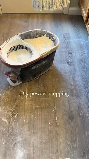 More dry mopping but with a bucket full of powder 🤍 should I do more powder or suds videos? #mopping #CleanTok #dust #powder #powderplay #comet #drypowdermopping | Kris scrubs.77