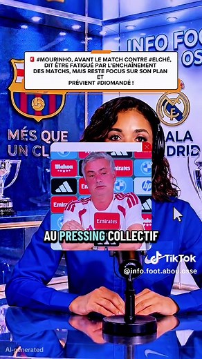 🚨 #MOURINHO, AVANT LE MATCH CONTRE #ELCHÉ, DIT ÊTRE FATIGUÉ PAR L’ENCHAÎNEMENT DES MATCHS, MAIS RESTE FOCUS SUR SON PLAN ET PRÉVIENT #DIOMANDÉ !