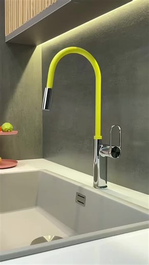 Sales Xdl on Instagram: "Two-Tone Kitchen Faucet( chrome and yellow) Imagine cooking dinner while your sink shines with a stylish two-tone faucet — not only practical, but also a design highlight in your kitchen. This modern faucet blends elegance with everyday function. #KitchenStyle #ModernFaucet #SmartLiving"